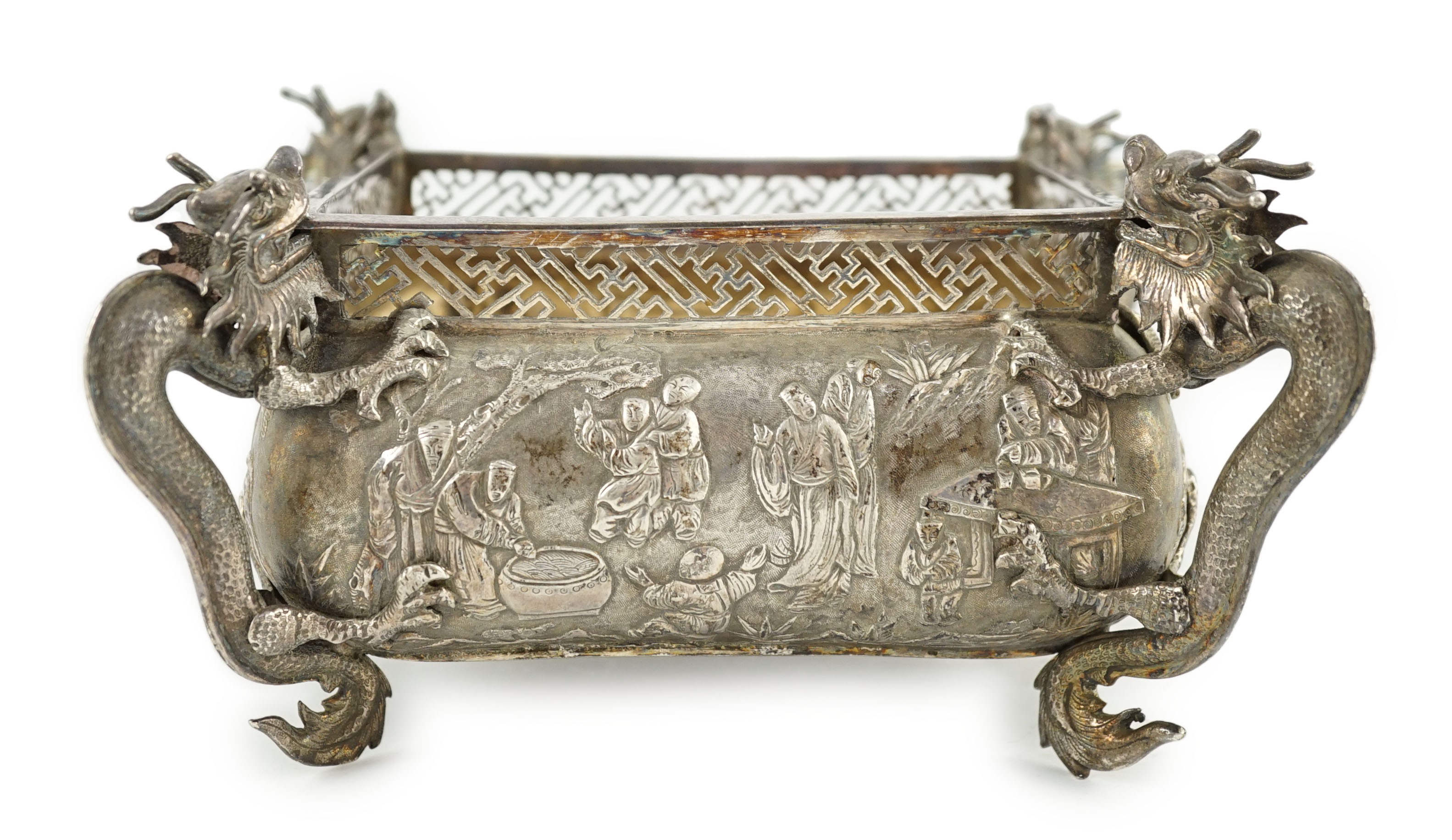A late 19th/early 20th century Chinese Export silver planter, maker WC